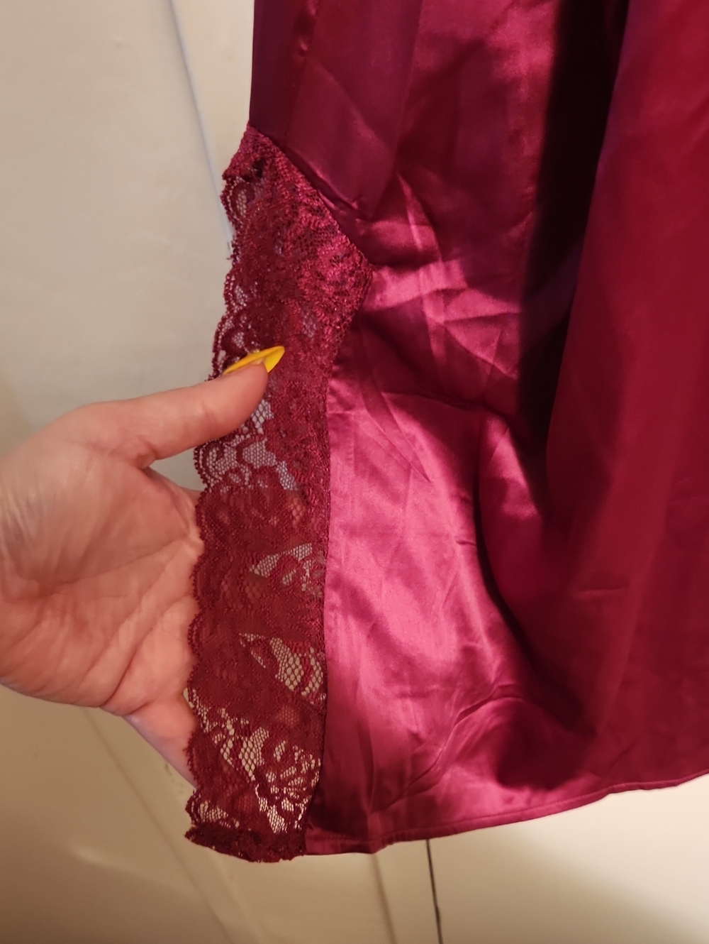 Torrid Burgundy Lace Trim Satin Sleep Dress - Picture 3 of 4